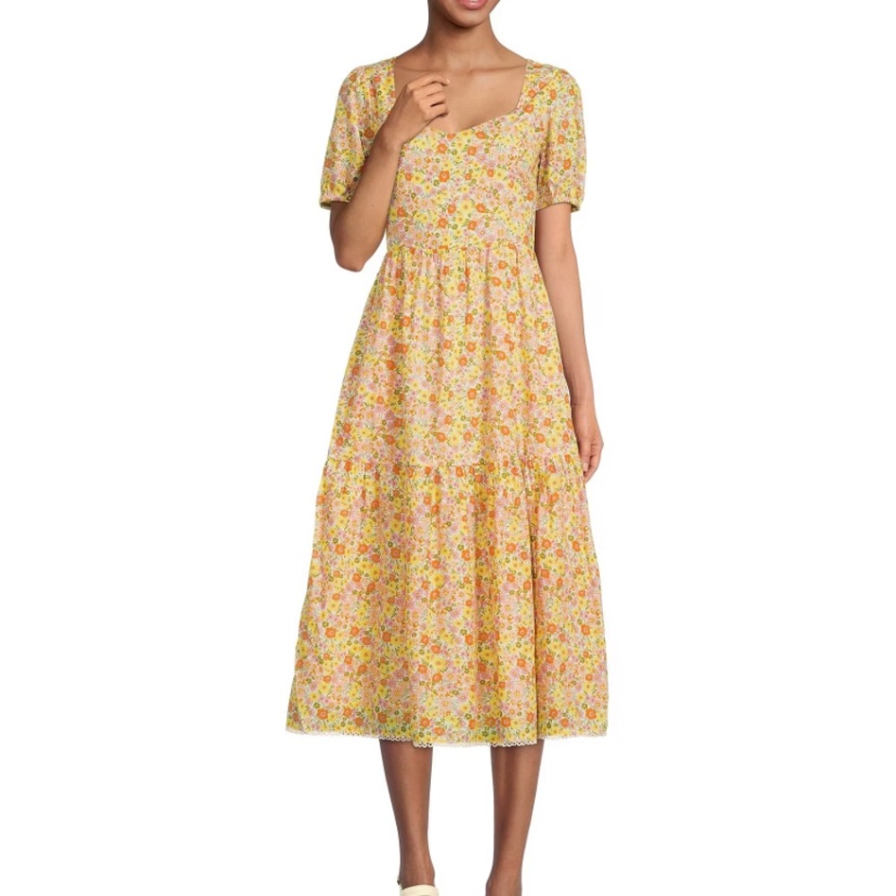 LOST + WANDER floral print midi dress/ Cottage core vibes